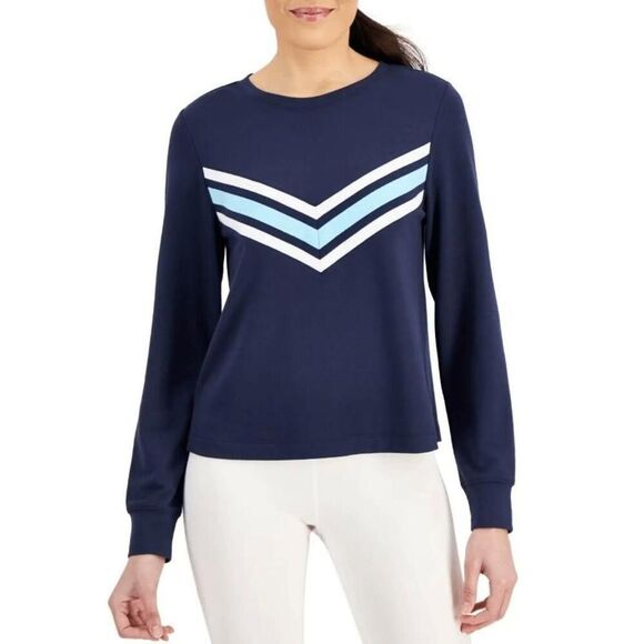 Ideology Sweaters - Ideology Small NWT chevron comfort sweater blue/white active top